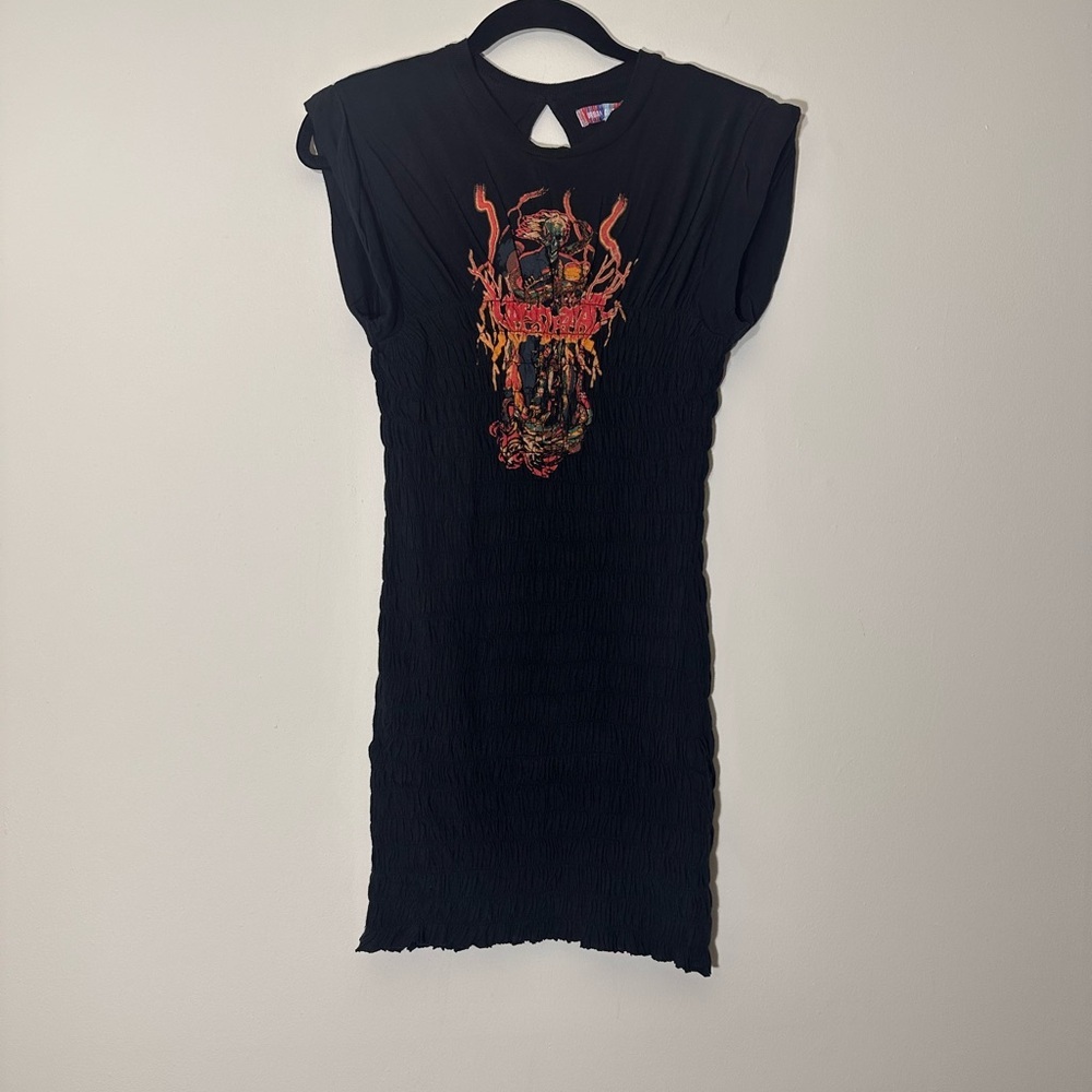 Urban outfitters Tatum smocked mini dress NWT grunge goth size M - Picture 6 of 14